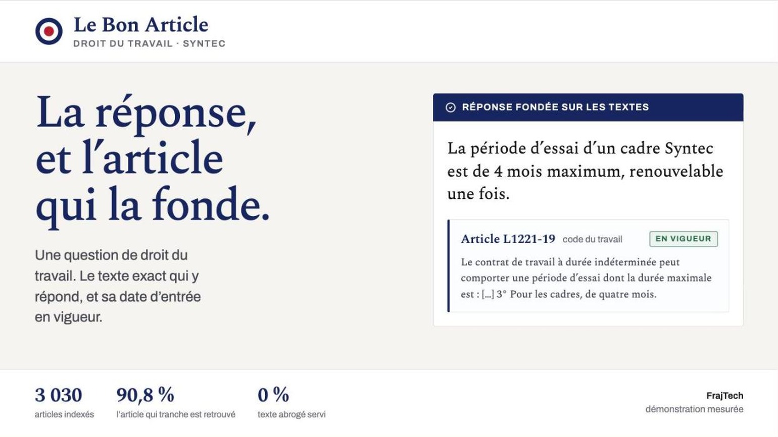 Le Bon Article – Measured RAG over French labour law